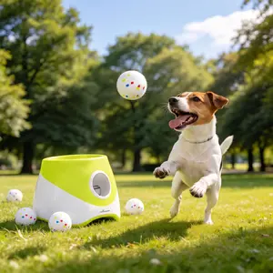 Rechargeable Automatic Dog , Interactive Pet Thrower with 3 Adjustable Distance Settings, 6 Pcs 2.3in Fetch Balls for Small to Medium Dogs ball launcher