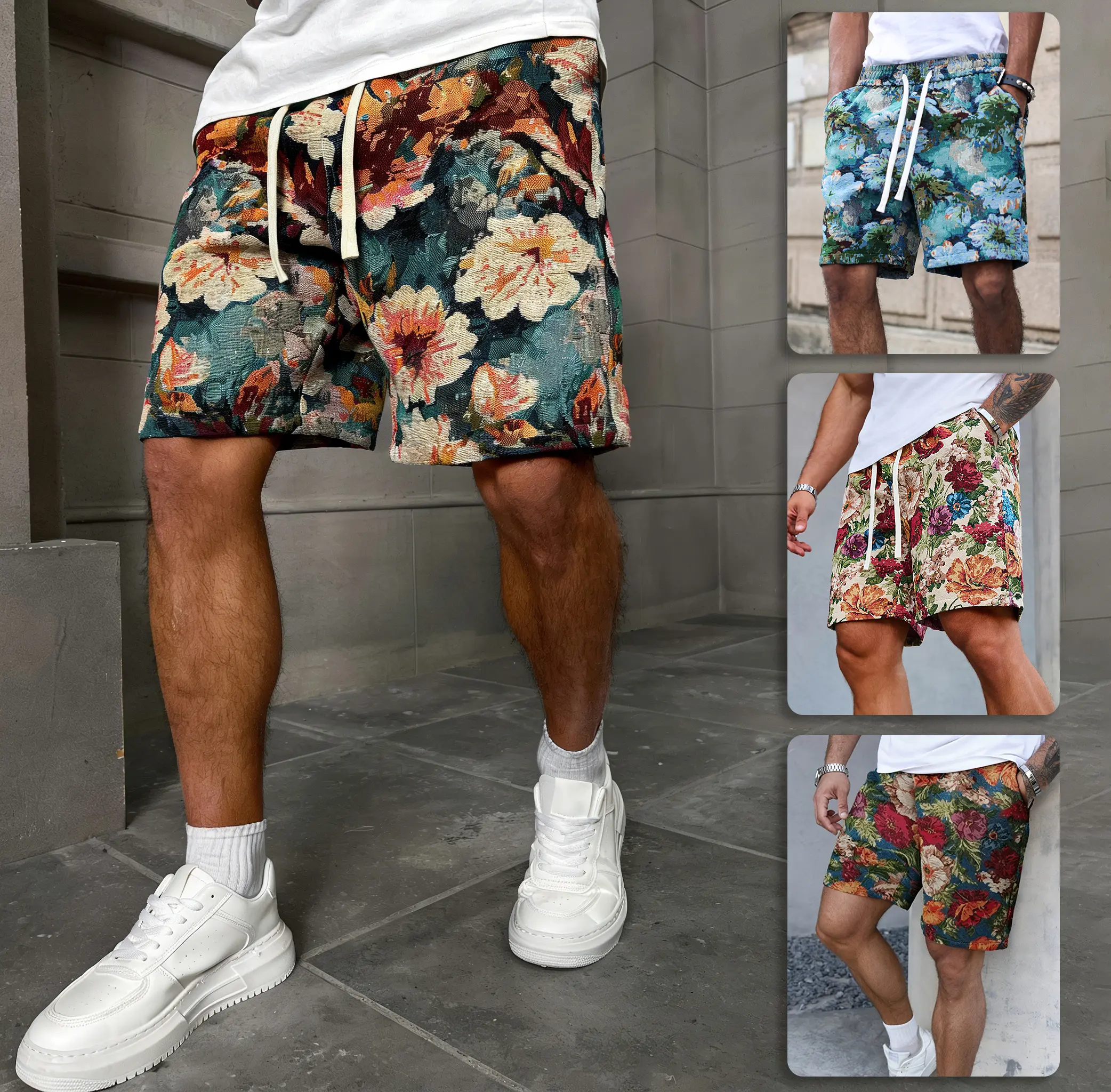 New men's casual overalls shorts men's American casual pants European and American style fashion trend loose men's fancy pants