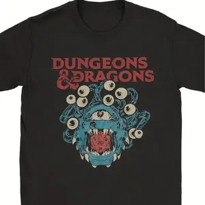 180g[100%cotton]Dungeons & Dragons Horror Graphic Tee, Dungeons & Dragons Merch, Fantasy Role-Playing Game Shirt, Gift T-shirt, Dnd Tee, Y2k, Gift Idea, Unisex Cotton Top Menswear Womenwear Streetwear Cotton Comfort
