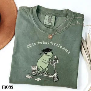 Last Day of School Teacher Shirt, Kindergarten Teacher Educator Tee, Summer Break Teacher Hoodie, Funny Frog First Grade TShirt 47QP9