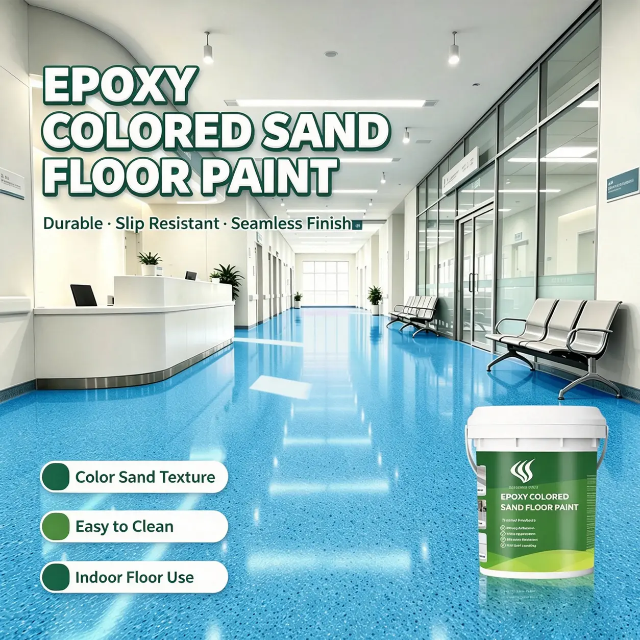 SHENGWEI Blue Epoxy Colored Sand Floor Paint, 3 Gal, Scratch-Resistant, Stain-Resistant, Covers Up to 100 Sq.Ft., for Garage & Basement Concrete Surfaces (Home Improvement Building Supplies)