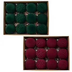 Velvet Christmas Decoration Ball Set, 12-Piece 8cm Pendants, Perfect Gift Box for Holiday & Valentine’s Day Decorations