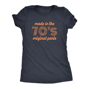 Funny Retro Birthday Womens Tee, Made In The 70s Slogan Print, Cute Vintage Summer Vibe Casual Short Sleeve