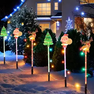 6 Piece Christmas, Santa Tree Reindeer LED Fairy Lights, Solar Ip44 Waterproof, Outdoor Decoration Light, Perfect for Lawn Garden Pathway Decor