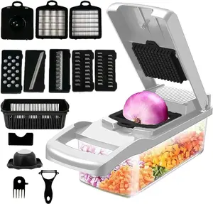 16pcs/set Multifunctional Vegetable Chopper with Container, Potato Slicer Cutter, Vegetable Slicer Cutter with Container, Household Kitchen Gadget Utensils Basket