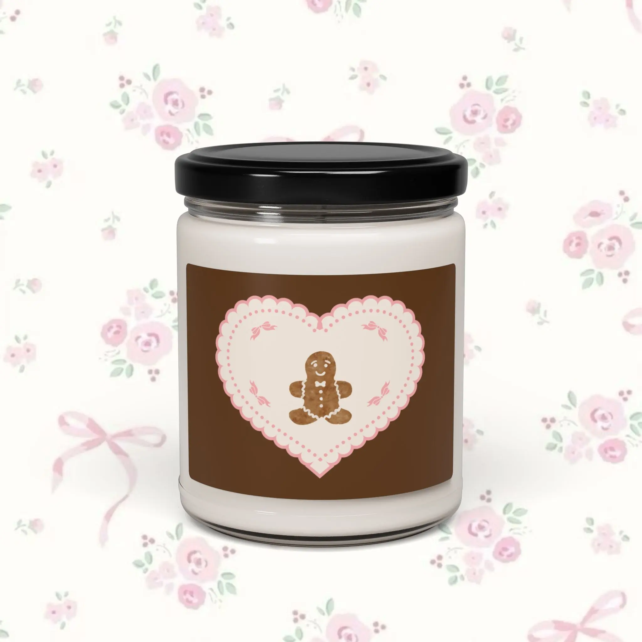Scented Soy Candle: Christmas Gingerbread Coquette Candle, Holiday Home Decor, Shabby Chic, Hand-Poured Candle, Winter Gift Idea