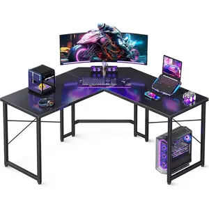 L Shaped Gaming Desk, Corner Desk Gaming Table for Home Office, Computer Desk Sturdy Writing Workstation for Small Space, Easy to Assemble, 51 inch, Carbon Fiber Surface, Black
