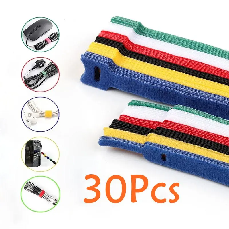 Releasable Cable Tie, 30pcs/set Reusable Cable Tie, Nylon Loop Wrap Zip Bundle Ties, T-type/Needle-type Cable Tie Wire, Cable Management for Home Office