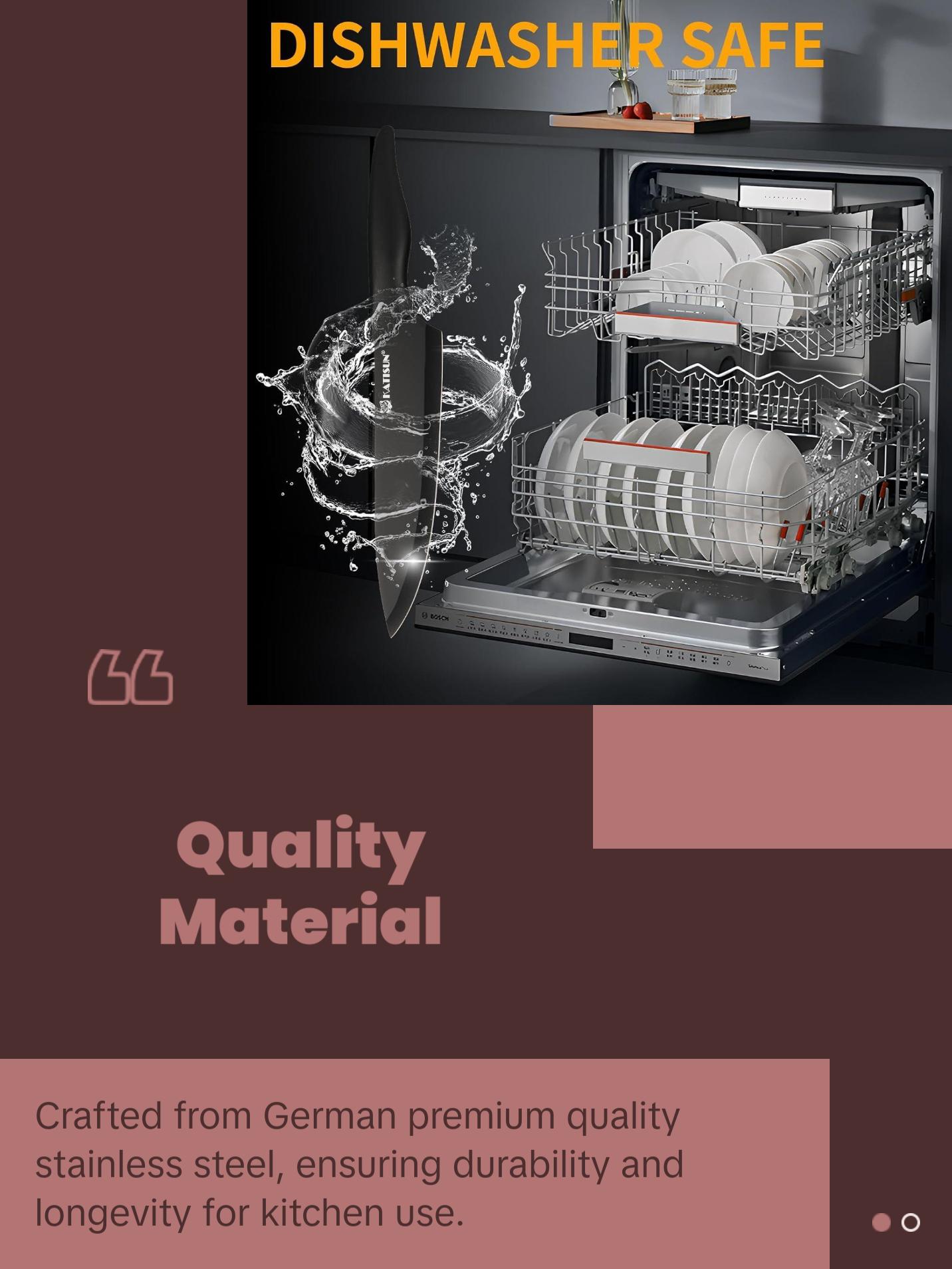 16 Pieces Kitchen Knife Block Set with Cutting Board, German Premium Quality Stainless Steel, Built-in sharpener, Dishwasher Safe, 6 Steak Knives, Anti-slip handle, Black Kitchen Knives Plastic Wooden