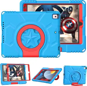 DKO Computer Tablet Kids Case for iPad 9Th/8Th/7Th Gen 10.2 Inch 2021/2020/2019 with Built-in Screen Protector Shockproof Handle Stand Protective Casing for iPad 10.2" - Blue
