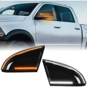Nilight Side Mirror Marker Light Switchback Amber Turn Signals White Puddle Lights Smoked Lens Plug and Play Compatible With 2009-2018 Ram 1500 2500 3500 2009-2022 Classic