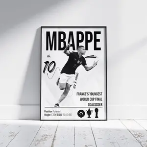 [Unframe Poster] Kylian Mbappe France National Team Football Art Print Soccer Wall Decor