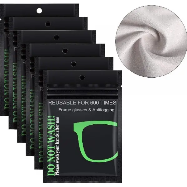 6 Pack Anti Fog Eyeglasses Cleaning Cloths, Reusable Nano Anti-Fog Lens Wipes Cloth, Lint Free Streak Free Glasses Cleaner Cloth for Eyeglasses, Sunglasses, Camera Lenses, Goggles, Phone Screens