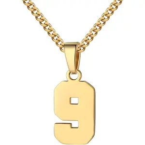 Jersey Number Necklace 0-99 for Men - Stainless Steel Chain 22+2 Inch Personalized Charm Pendant - Inspirational Basketball Baseball Football Jewelry Gift