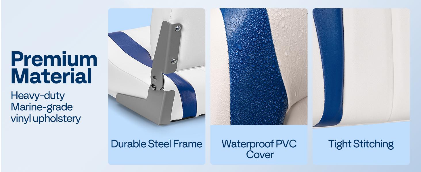 VIVOHOME 2 Pack Folding Boat Seats, Waterproof Boat Captain Chairs, 4 Mounting Screws Included