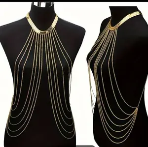 Punk Style Body Chain Jewelry Necklace Tassel And Back Chain Alloy