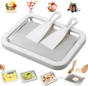 Rolled Ice Cream Maker,304 Stainless Steel Instant Ice Cream Machine with Ice Cream Tray – DIY Frozen Yogurt, Gelato, Sorbet & Slushie Maker Kit for DIY Family Fun, Easy to Use & Clean