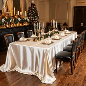1 tablecloth, bright champagne wedding party tablecloth, glossy polyester tablecloth, birthday desktop decoration floor to ceiling large tablecloth, preferred dining tablecloth for family gatherings Rectangle Table Cover