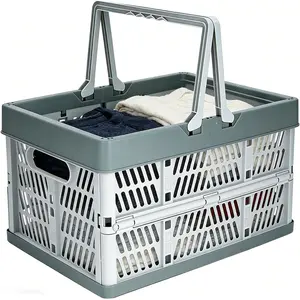 33.7L Collapsible Laundry Baskets, Portable Plastic Laundry Hamper with Handles, Ventilated Laundry Bin for Laundry Room Organization, Folding Organizer Basket for Bedroom, Bathroom, Kitchen