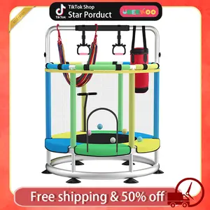 UBEEKOO Trampoline for kids， 55" Toddler Trampoline Indoor & Outdoor，440lbs Capacity Baby Trampoline with Enclosure, No-Gap Safe Design, Gifts for Boys&Girls,Christmas Gift for Kids