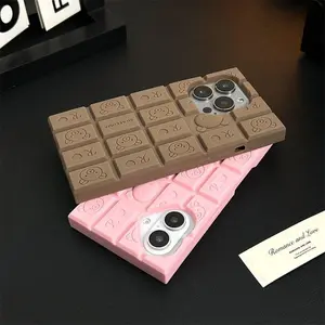 For iPhone 15 14 13 12 Pro Max 11 16 Pro Max Chocolate Rilakkuma Bear 3D Cartoon Phone Case Funny Soft Silicone Cover