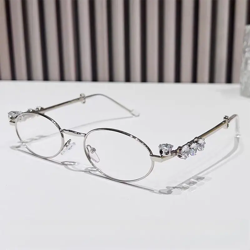 Oval Small Alloy Metal Frame Blue Light Blocking Glasses - Lightweight Unisex Fashion Eyewear with UV Protection, Polycarbonate Lenses for Indoor Computer Use & Outdoor Daily Wear, Women's Accessories, Metal Build