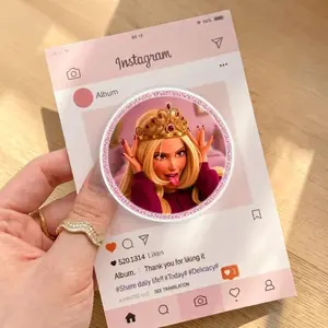 Princess Crown Doll MagSafe Phone Grip, Pink Glitter Magnetic Phone Holder, Blonde Girl Kindle Grip Stand, Cute Gift for Her