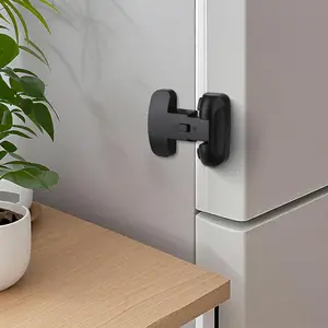 2PCS Heavy Duty Black Child Safety Fridge Locks for Refrigerator Cabinets Drawers, Easy Install Without Keys
