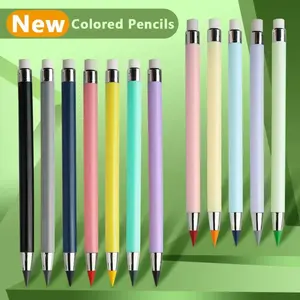 10/12 Colors Eternal Pencils Set, Unbreakable Student Pencils, Hb Inkless Pencil, Kids Art Sketching Pens, Learning Supplies, Replaceable Tips, Eraser, Drawing Pencils Set