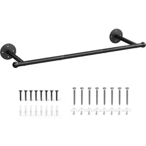 Industrial Pipe Clothing Rack Wall Mounted Clothes Rack 33" Multi-purpose Hanging Rod For Hanging Clothes Ideal for Laundry Room Bedroom Closet Storage