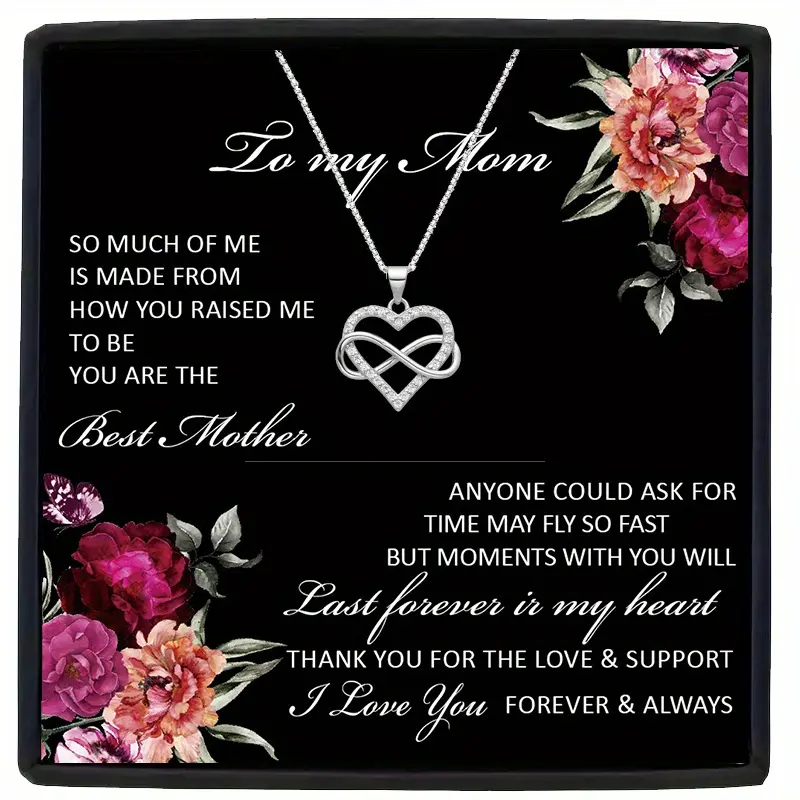 Long Heart Shape Pendant Necklace for Granddaughters, Elegant White Golden Plated Stainless Steel Jewelry with Flower Accent & Metal Coating, Birthday Gift in Gift Box