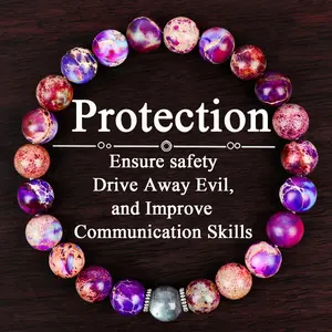 GADASLUY Protection Theme Bracelet with Ocean Sediment Stone & Natural Moonstone Symbolizing Positivity Stability Unisex Jewelry Gift for Men