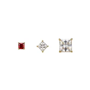Multi-Size Square Cut Gold Stud SetLightweight Comfort Post | Must-Have Staple for Brunch, Travel & Evening Banquet Looks! Earrings Luxury