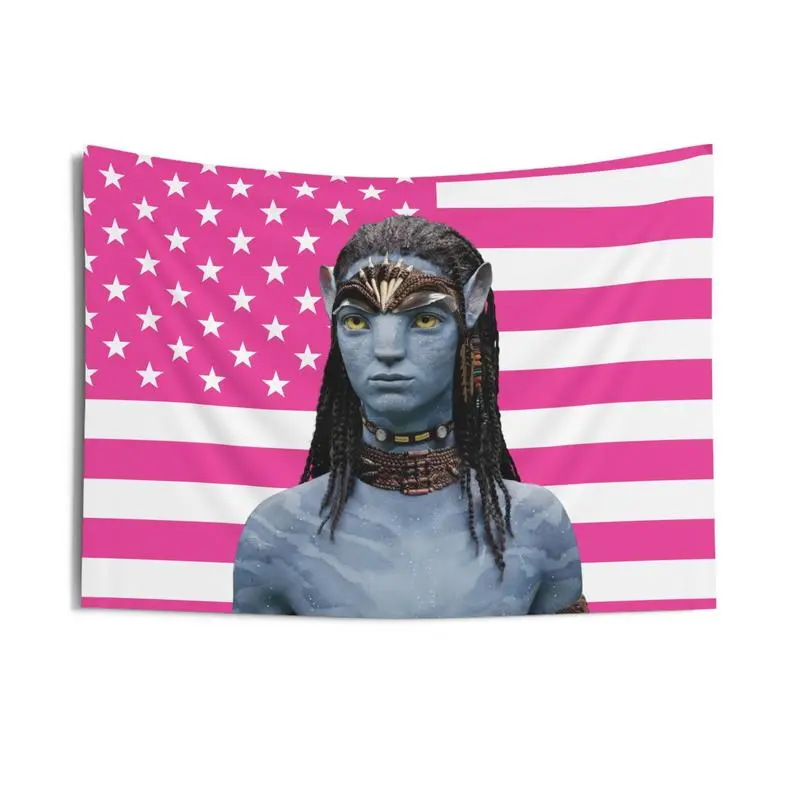 Art Tapestry Flair Hub Neteyam Tapestries, Neteyam Pink Flag, Neteyam Avatar Indoor Wall Tapestries Living Rooms summerwins