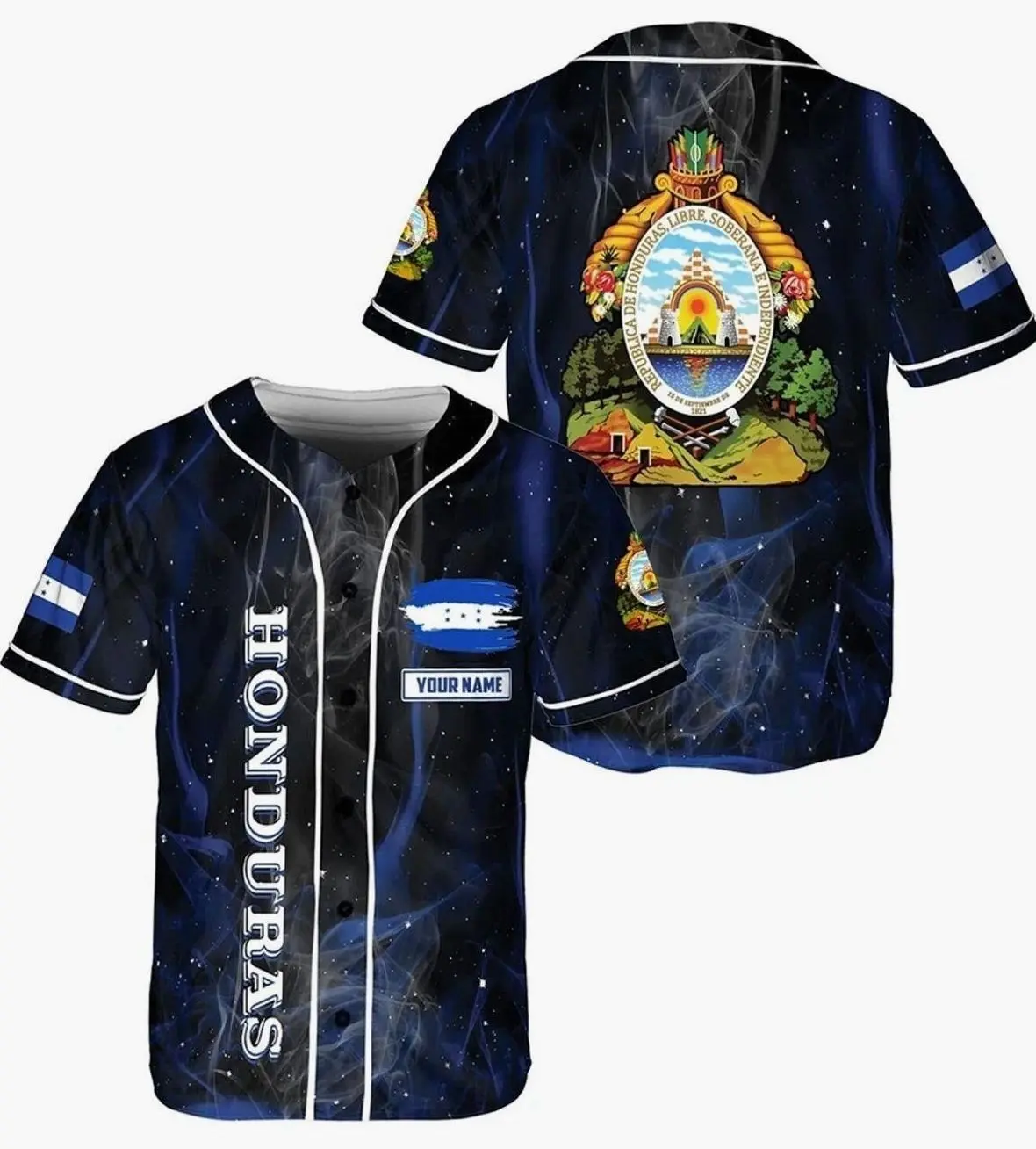 Personalized Honduras Flag Baseball Jersey Shirt, Honduras Jersey, Camisa Hondur KT6 N36