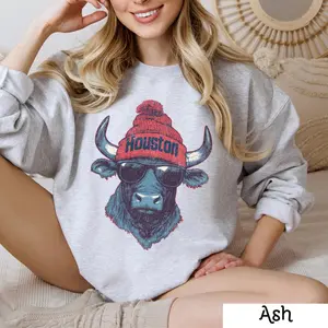 Vintage Houston Football Sweatshirt, Trendy Fan Gifts, Game Day Crewneck, Retro Texans Apparel, Team Wear, Trendy Gift, Football Fan