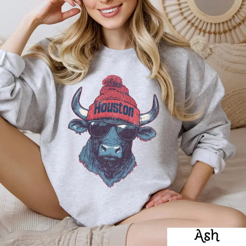 Vintage Houston Football Sweatshirt, Trendy Fan Gifts, Game Day Crewneck, Retro Texans Apparel, Team Wear, Trendy Gift, Football Fan