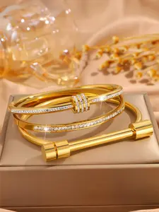 Elegant Fashionable Bracelet Set, Stainless Steel Fashion Eternal Lightweight Bracelet, Bangles bracelets, Perfect for Parties, Gatherings, and Birthday Gifts