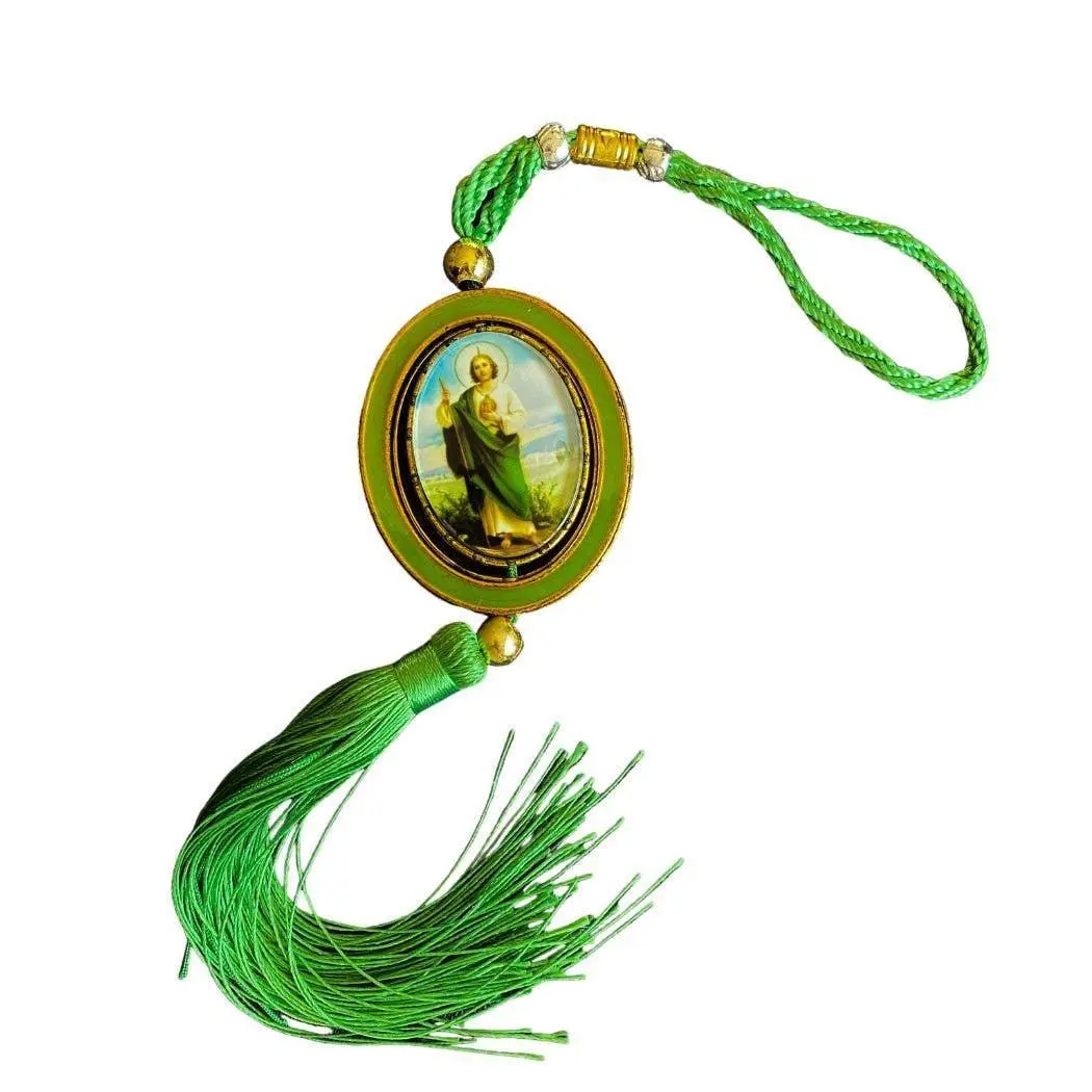 Saint Jude Car Pendant - Religious Car Hanging Decoration, Spiritual Aid with San Judas Protection for Home Decor