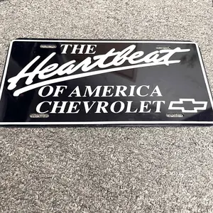 Vintage Chevrolet Heartbeat of America License Plate 80s 90s, Durable Aluminum 12x6" with 4 Pre-Drilled Holes for Hunting Enthusiasts & Gift Ideas Made in USA