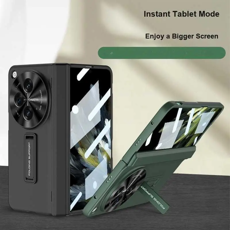 For OPPO Find N3 Foldable Screen Phone Case with Integrated Screen Protector Full Hinge Coverage Shockproof Protective Cover Stand HNQ84PL