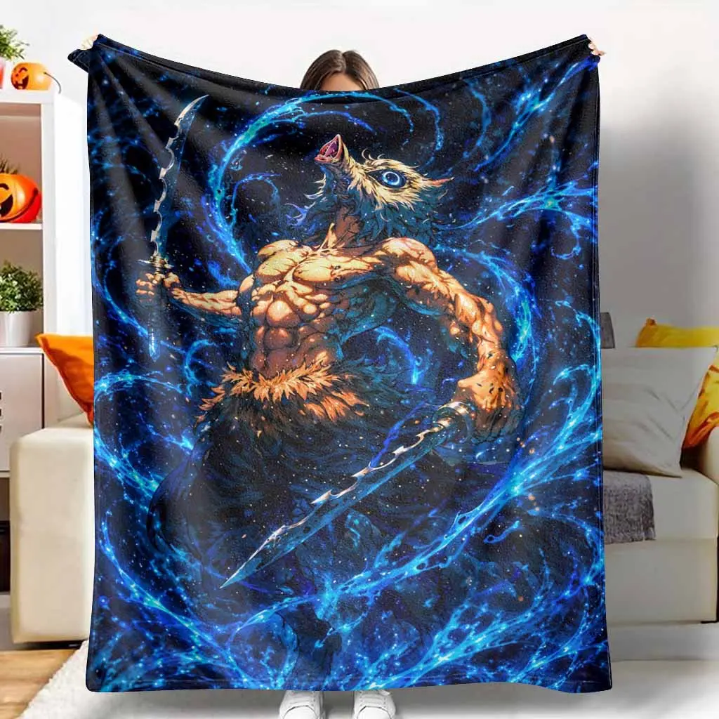 Beast Warrior Flannel Blanket Inches, Fantasy Water Energy Print, Breathable, Soft Cozy Lightweight Warm, Anime & Manga Fan Gift for Business Trips, Sofa Bed Decor (Textiles & Soft Furnishings Blankets & Throws), Durable