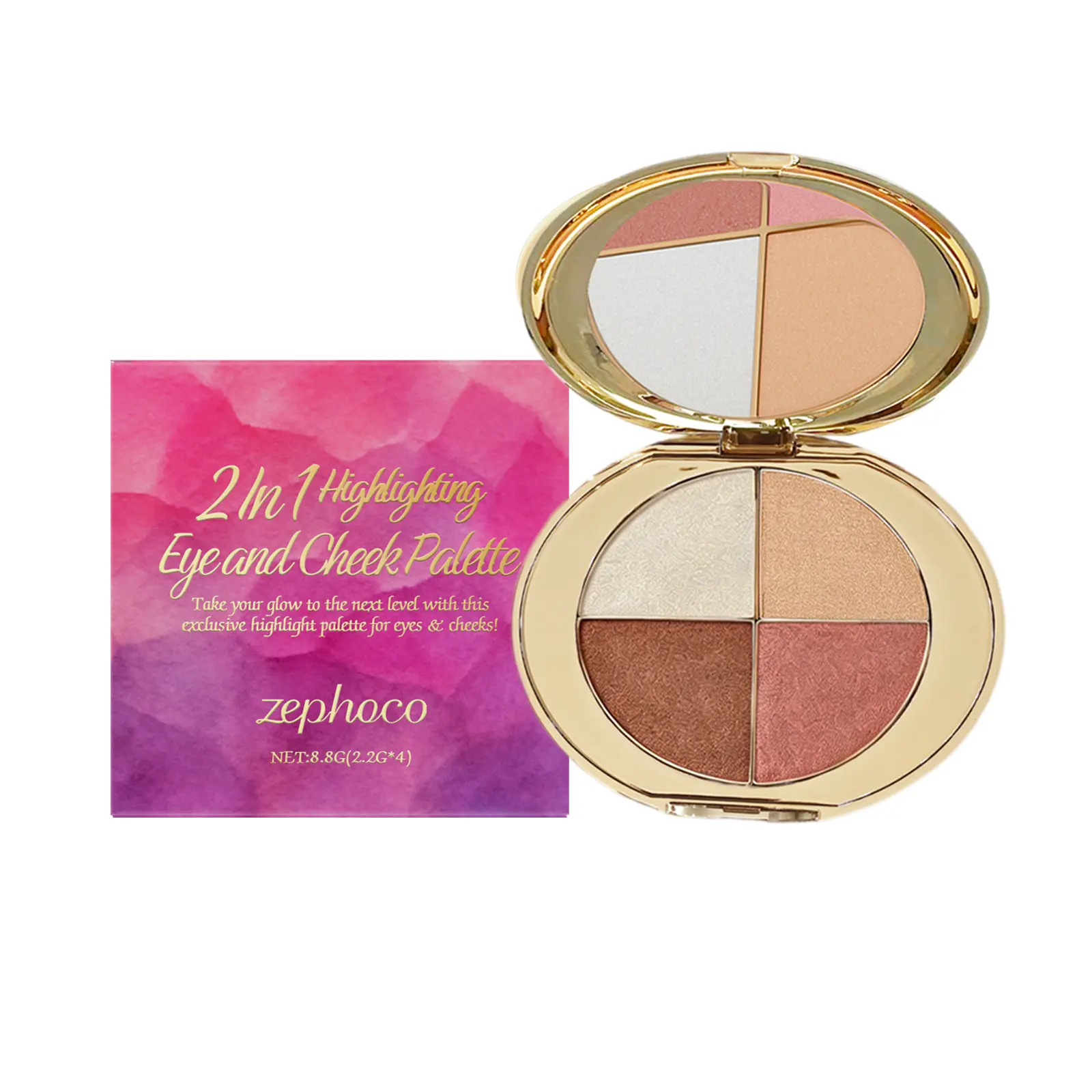 Eyes & Face Color Palette – Eyeshadows, Highlighters & Radiant Shimmer Blush