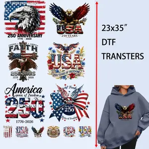 12 PCS/Set Iron on Transfers 2026 America 250th Anniversary DTF Transfer Ready to Press, 1776-2026 Patriotic Eagle Flag Heat Transfer for 4th of July DIY Shirts