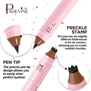 Freckle Stamp & Liner 2-in-1 Pen, For Easy Natural Freckles And Quick Eyeliner, Waterproof Smudge-Resistant Formula, Compact Design Simplifies On-The-Go Touch-Ups, A Must-Have For Beauty Enthusiasts And Festival Makeup Looks, Makeup Cosmetic, Eyeliner