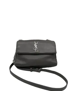 Pre-owned Yves Saint Laurent YSL Grey Grained Leather Flap Chain Crossbody Bag/wj05322519/2519