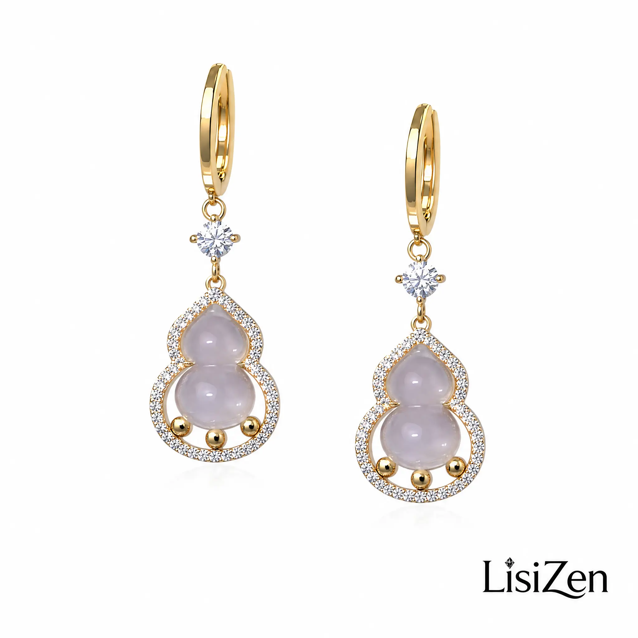 LisiZen New Chinese Zircon Hulu Earrings for Cheongsam and Hanfu Vintage Drop Hook Jewelry DZEH6288