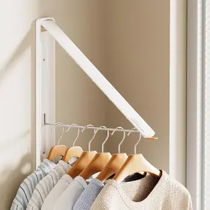 Clothes Drying Rack, Laundry Room Wall Mounted Retractable Clothes Hanger Drying Rack, Laundry Clothing Drying Rack Folding Indoor or, Easy Installation Aluminium Dryer, 1pcs(White)