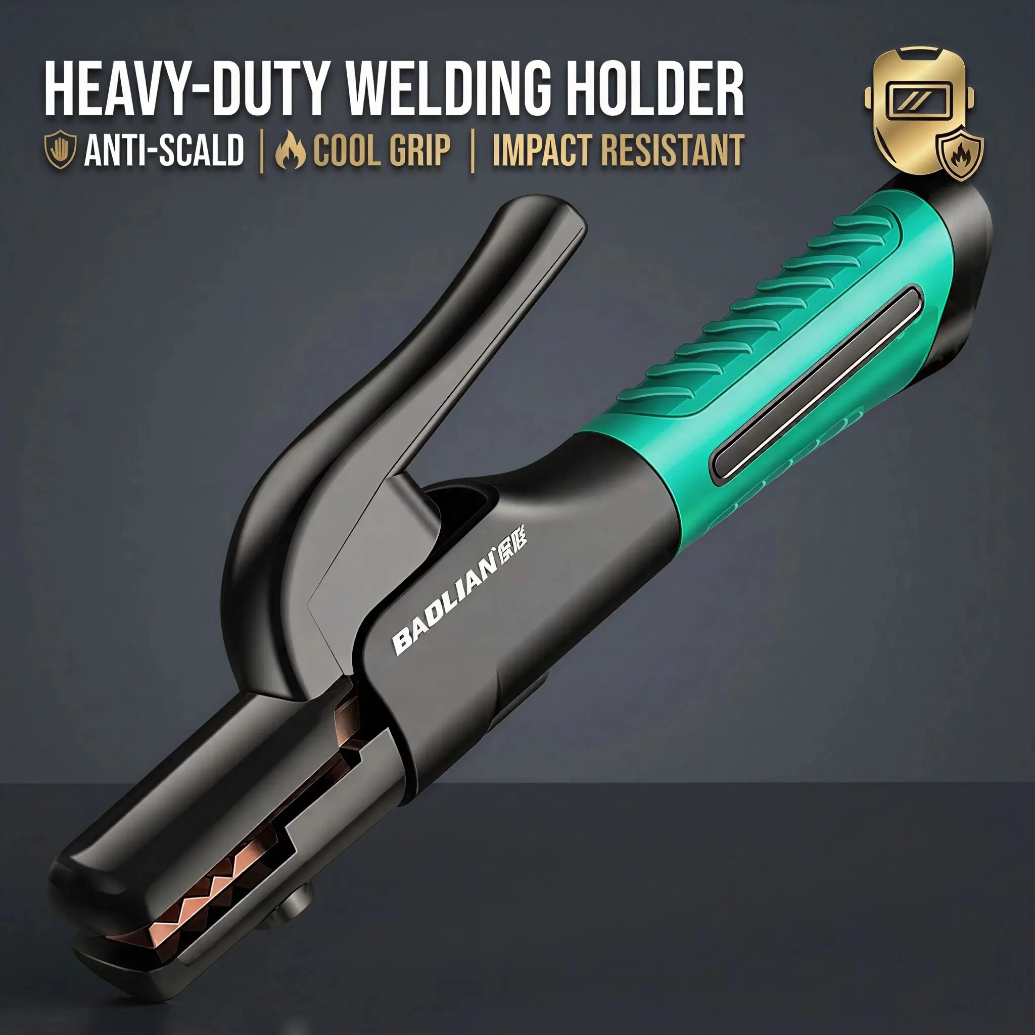 600A Professional Electrode Holder Heavy Duty, All Copper Integrated Forging Welding Rod Clamp Stinger, Non-Slip Rhomboid Head Multi-Angle Jaw, High Conductivity Heat Resistant Cable Holder for ARC Welder
