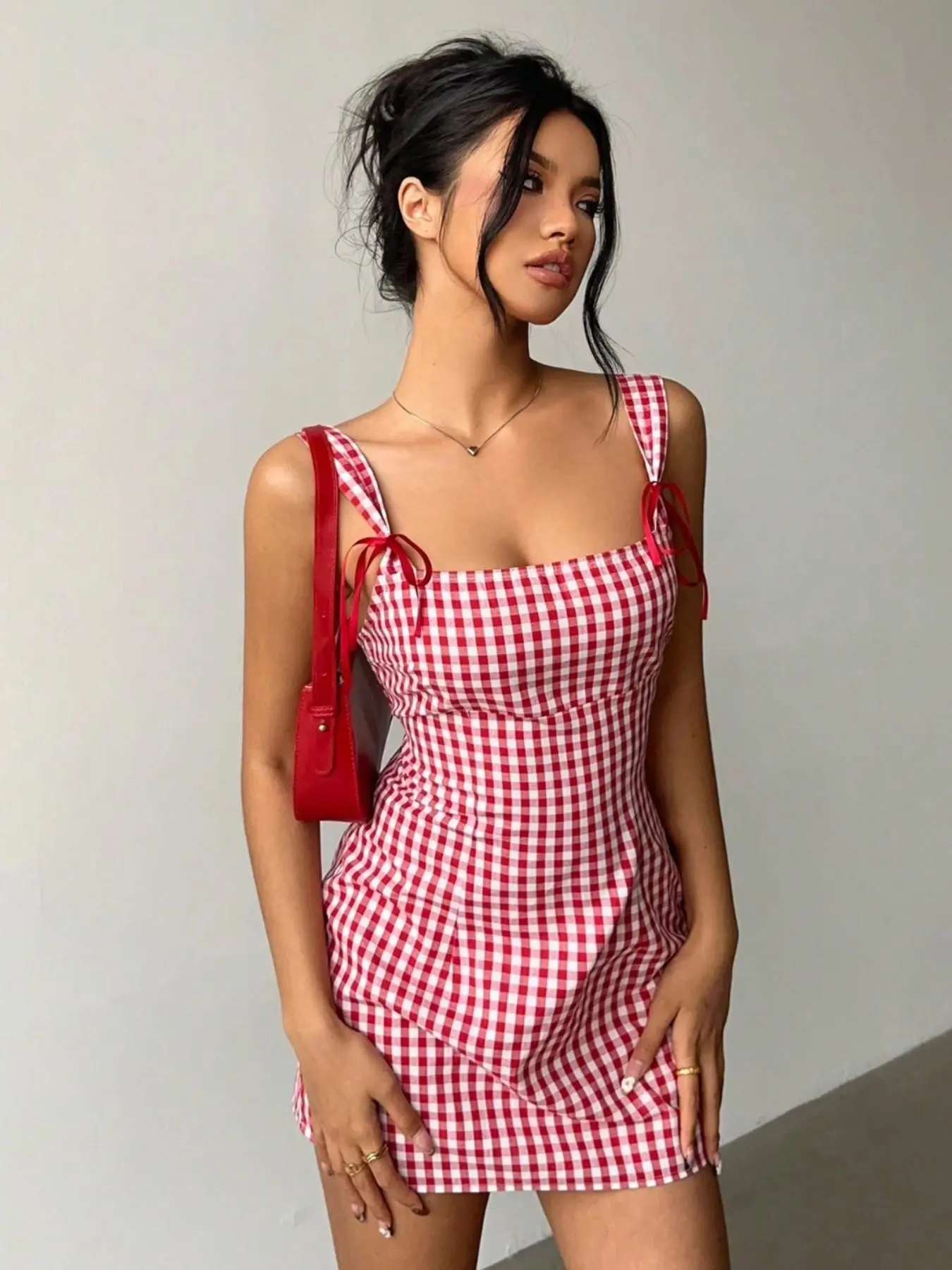 Women's Summer Y2K Plaid Mini Halter Dress, Cute Checkered, Perfect for Concerts, Parties, Graduation, Back-To-School